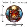 Elegant Stained Glass Ceramic Christmas Ornament for Fireplace Mantle and Tree Decor view 2