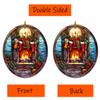 Elegant Stained Glass Ceramic Christmas Ornament for Fireplace Mantle and Tree Decor view 3
