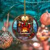 Elegant Stained Glass Ceramic Christmas Ornament for Fireplace Mantle and Tree Decor view 4