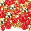 PATIKIL 120 Pieces Vase Fillers Pearls, 14/20/30 mm Vase Filler Pearl Bead Vase Centerpieces Floating Pearl Bead with Hole for Vase Decoration, Gold/Red view 1