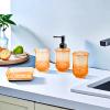 Modern Bathroom Set with Soap Pump and Toothbrush Holder, Orange view 3