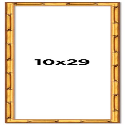 10x29 Frame Gold Bamboo Picture Frame | 0.75 Inch Moulding Width | 0.625 Inches Rabbet Depth | Solid Wood Frame Complete with UV Acrylic Plexiglass, Foam Board Backing & Hanging Hardware