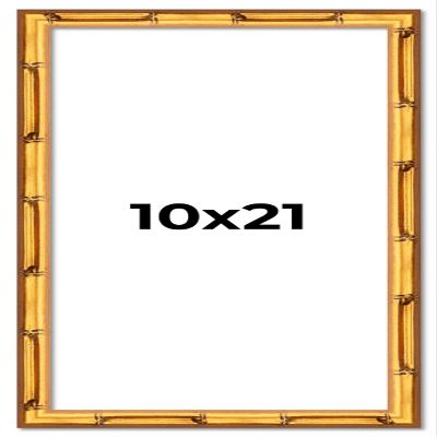 10x21 Frame Gold Bamboo Picture Frame | 0.75 Inch Moulding Width | 0.625 Inches Rabbet Depth | Solid Wood Frame Complete with UV Acrylic Plexiglass, Foam Board Backing & Hanging Hardware