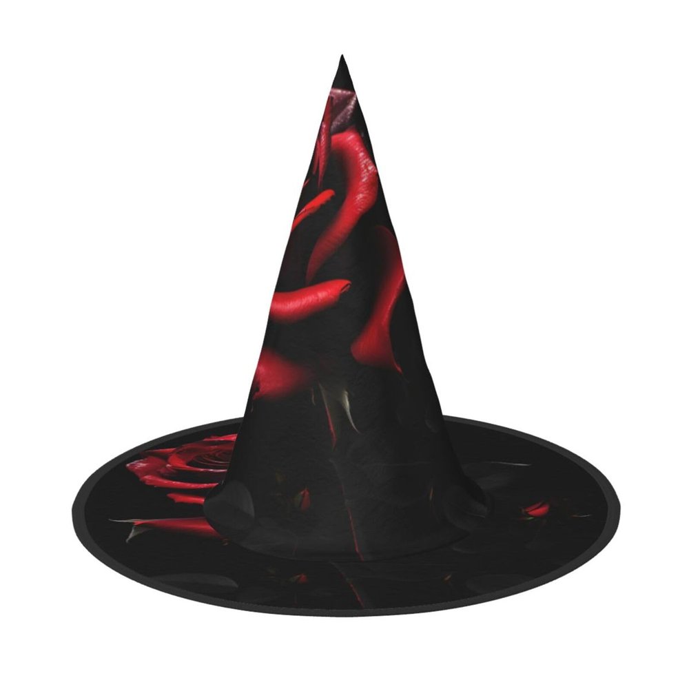 AOLXDE Red And Roses Halloween Witch Hats Unique Portable Party Headdress Festive Headwear Witch Decor