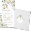 Party Beautifully 50th Wedding Anniversary Invitations, White Rose Garden, Gold Lettering, Personalized, Set of 12 Invitations with Envelopes view 3