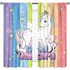Unicorn Curtains for Kids Bedroom, Cartoon Rainbow Unicorn Princess Colour Drapes Treatments for Baby Nursery Living Room Bathroom Curtains 2 Panel, 84X84 Inch view 3