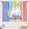 Unicorn Curtains for Kids Bedroom, Cartoon Rainbow Unicorn Princess Colour Drapes Treatments for Baby Nursery Living Room Bathroom Curtains 2 Panel, 84X84 Inch view 4