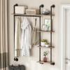 5 Tier Heavy Duty Garment Rack 7.9" d X 37.3" w 56.3" h Black Metal Wood Finish Adjustable Rod view 1