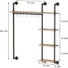 5 Tier Heavy Duty Garment Rack 7.9" d X 37.3" w 56.3" h Black Metal Wood Finish Adjustable Rod view 2
