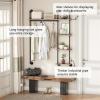 5 Tier Heavy Duty Garment Rack 7.9" d X 37.3" w 56.3" h Black Metal Wood Finish Adjustable Rod view 3