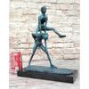 Collectible Decorator Real Bronze Sculpture of Children Playing Jumping Brown Finish Handmade view 1