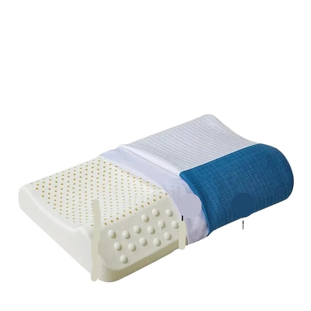 HDNSAUD Latex Pillow Natural Latex Pillow Removable and Washable Pillowcase Household Traction Neck Pillow(Blue)