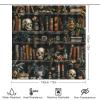TOWINSFB 4Pcs Cartoon Library Bookshelf Shower Curtain Sets Bathroom Decor, Gothic Skull Flower Bookcase Shower Curtain with Non Slip Rug, Toilet Lid Cover, Bath Mat and 12 Hooks 72W x 72L view 2