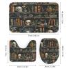 TOWINSFB 4Pcs Cartoon Library Bookshelf Shower Curtain Sets Bathroom Decor, Gothic Skull Flower Bookcase Shower Curtain with Non Slip Rug, Toilet Lid Cover, Bath Mat and 12 Hooks 72W x 72L view 3