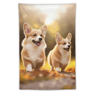 VTCTOASY Tapestry Wall Hanging for Living Room Decorates Wall Tapestries Cute Corgi Dog Tapestries Wall Decoration for Bedroom Aesthetic Decor Wall Hanging