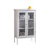 SONGCHAO Coffee Bar Cabinet Retro Iron Old Glass Sideboard Cabinet Living Room White Storage Sideboard Restaurant Wine Cabinet Buffet Cabinet with Storage view 1