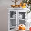 SONGCHAO Coffee Bar Cabinet Retro Iron Old Glass Sideboard Cabinet Living Room White Storage Sideboard Restaurant Wine Cabinet Buffet Cabinet with Storage view 2