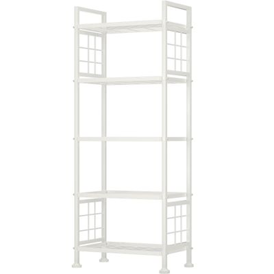 GIOTORENT 5-Wire Garage Shelving Storage Shelves, Metal Shelving Unit Pantry Rack, Kitchen Storage Adjustable Shelf 750Lbs Capacity for Laundry Kitchen Bathroom Organizer(White)