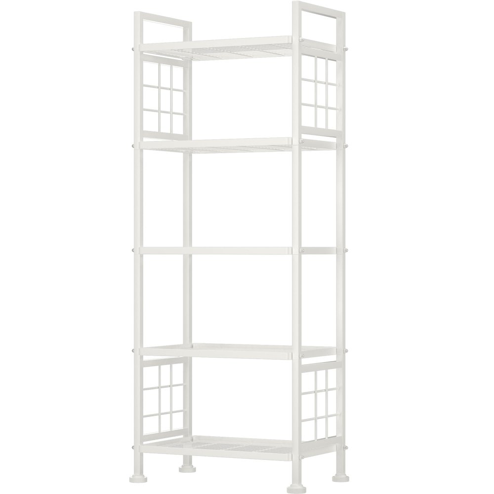 GIOTORENT 5-Wire Garage Shelving Storage Shelves, Metal Shelving Unit Pantry Rack, Kitchen Storage Adjustable Shelf 750Lbs Capacity for Laundry Kitchen Bathroom Organizer(White)