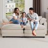 80Modern Loveseat Sofa,Modular Sectional Couches Recliner, Ultra-Soft Corduroy 2 Seater Sofa with Upholstered Back Seat Cushion and 2 Ottomans for Small Spaces, Living Room, Bedroom (Beige) view 1