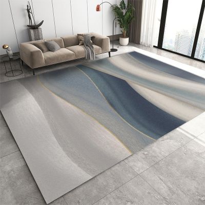 Abstract Gray Blue Area Rug, Modern Multicolor Home Decor Rug, Non Slip Low Pile Easy Clean Carpet for Living Room Bedroom Study Office Kitchen Dining Room Floor Mat - 3 ft x 5 ft
