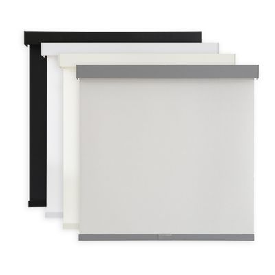 AOSKY Light Filtering Roller Shades Cordless Blinds for Windows, 1% Openness Free-Stop Shades with Valance, Thermal Insulated Fabric, UV Protection, Natural Woven Blindss33" W x 72" H, Grey