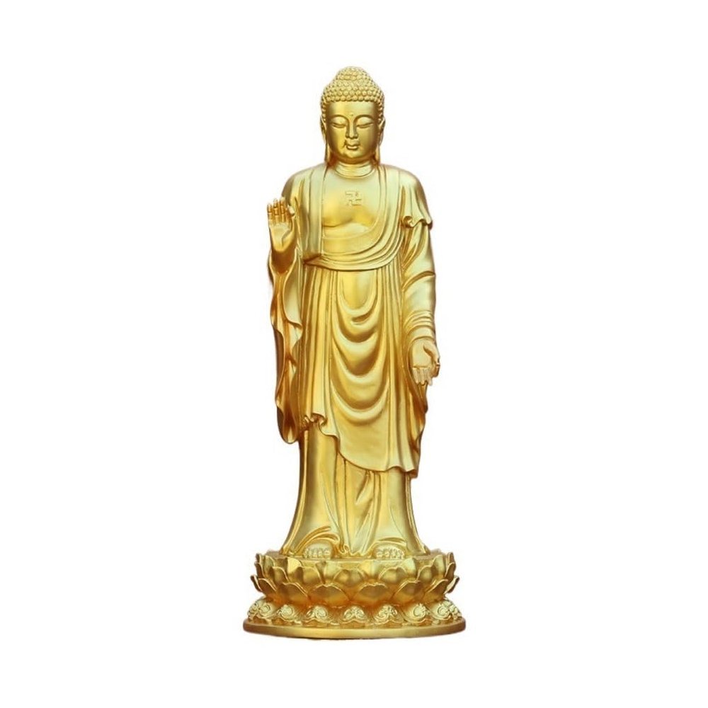 IBONSON Buddha Statues for Home Meditation Decor Brass Home Worship Standing Large Buddha Statue Ornaments Living Room Worship Table Craft Ornaments Collectibles and Figurines