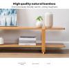 DEOPXF Bamboo TV Stand 2-Tier Entertainment Center with Open Shelves TV Unit Rounded Corners Console Table for Living Room Bedroom(160x35x36cm) view 3