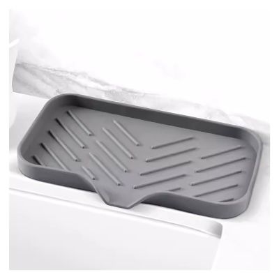 Drain Pad Faucet Splash-Proof Drip Box, Soap Kitchen Countertop Water Filter Sink Storage Pad, Storage Drain Tray(Gray,12.2x9.8cm/4.8x3.8in)