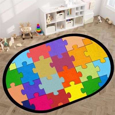 Srocvi Colorful Puzzle Rug Childrens Playing Education Learning Oval Area Rugs Boys Girls Playtime Area Rug for Indoor Kid Room Playroom Nursery Classroom, 3x5ft
