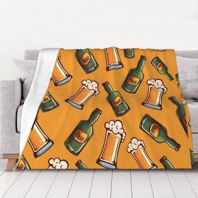 Beer Bottles Pattern Throw Blanket for Couch Sofa Or Bed Throw Soft Fuzzy Plush Lightweight Blanket