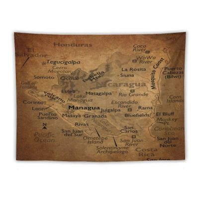 Puxufody Vintage Maps of Nicaragua Tapestry Wall Hangings,Tapestries Home Decoration for Room and Bedroom