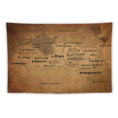 Puxufody Vintage Maps of Latvia Tapestry Wall Hangings,Tapestries Home Decoration for Room and Bedroom