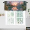 TEOTKOEXLA Scenic, Kitchen Curtain and Valances Mountain Lake View Sunny Day Nature Picture Green Blue Brown Rod Pocket Valance Curtain for Bedroom, 54x18inch(2Pcs) view 2