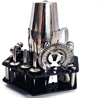 aiqiua Cocktail Shaker Set Bartender Kit-14-Piece Premium Martini Shaker Set with Stand Includes Shaker to Make Mixing Wonderful