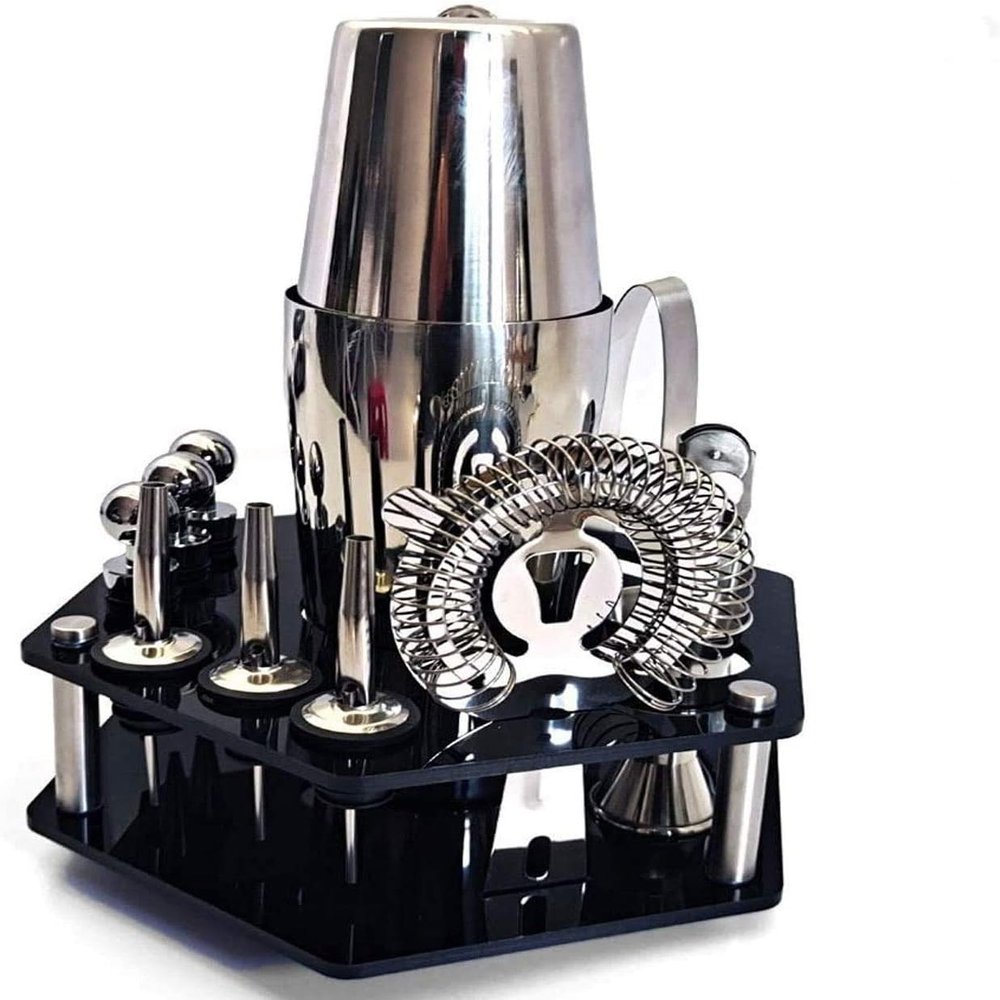aiqiua Cocktail Shaker Set Bartender Kit-14-Piece Premium Martini Shaker Set with Stand Includes Shaker to Make Mixing Wonderful