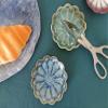Ceramic Spoon Rest for Stove Top, Flower Cute Spoon Rest for Kitchen Counter, Cooking Spoon Holder for Kitchen Counter, Utensil Rest Spatula Rest Ladle Holder Tong Rest, 1 PC (Retro, Sea Blue) view 2