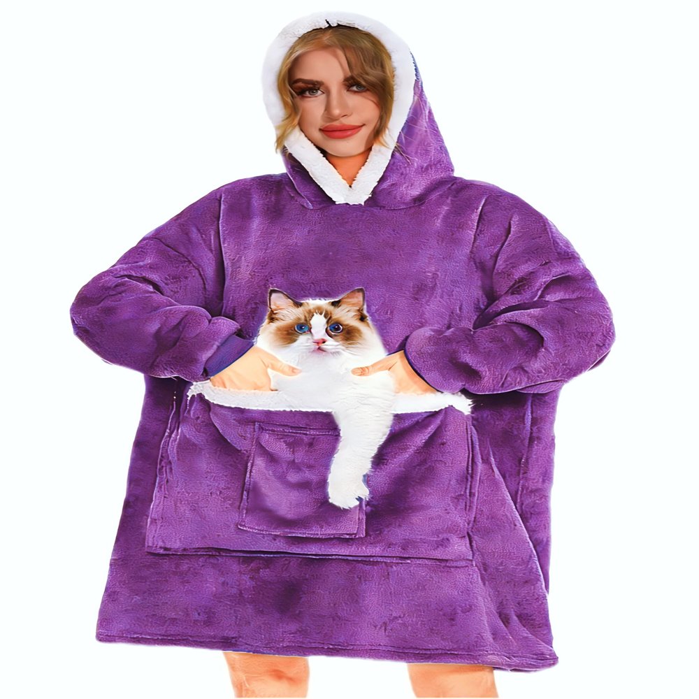 Bupekbee Wearable Blanket Hoodie with Giant Pocket, Soft Warm Sherpa Fleece Oversized Blanket Sweatshirt Gifts for Women Men