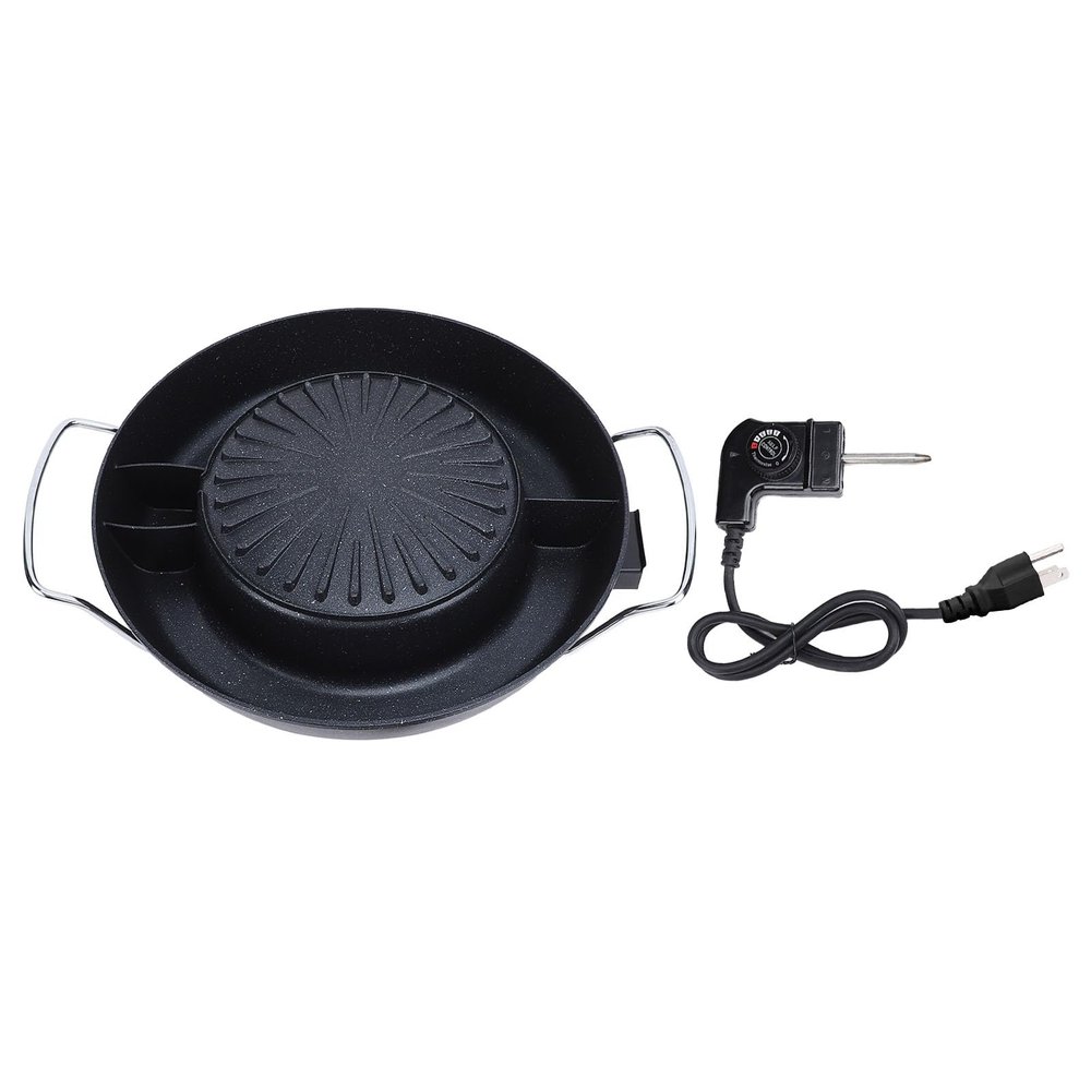 2-in-1 Electric Hot Pot and BBQ Grill Combo with Divider, 1800W Non-Stick Korean Shabu Pot for Indoor Family Gatherings, 110V US Plug