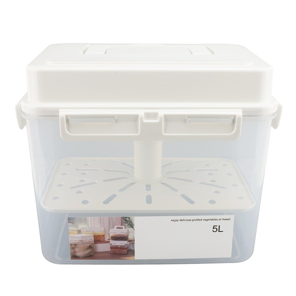 TOPINCN Kimchi Container, Airtight Pickle Fermentation Storage Container with Leakproof Lid Portable Handle for Storage, Ideal for Post Fermentation Projects