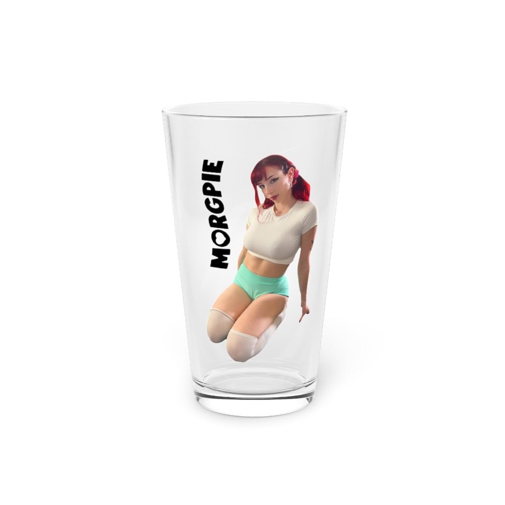 16oz Glass of Cute Sexy Twitch Exercise Streamer Egirl Morgpie!