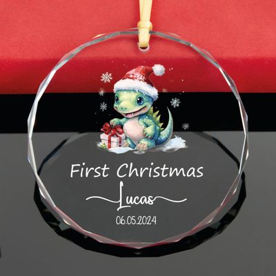 ALEINA ORNAMENT Personalized Baby First Christmas Glass Ornament, Christmas Tree Baby Ornament