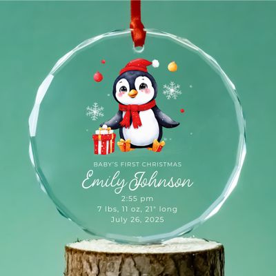 ALEINA ORNAMENT Personalized Baby First Christmas Glass Ornament, Christmas Tree Baby Ornament