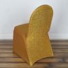 Efavormart 1 Set Gold Spandex Stretch Banquet Chair Covers for Party Dining Chairs W/Metallic Glittering Back W/Foot Pockets Washable Slip Covers Wedding Chair Covers view 1