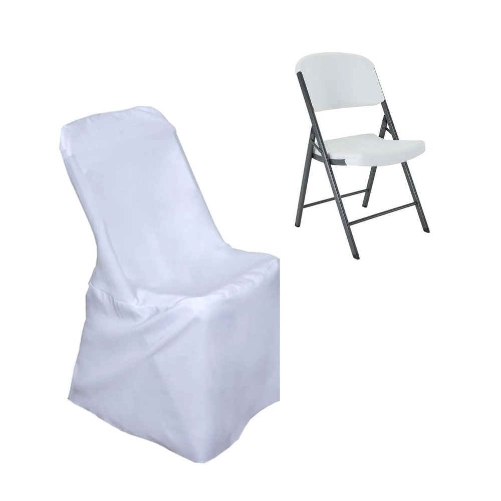 Efavormart 100 PCS White Lifetime Folding Chair Cover Dinning Chair Slipcover for Wedding Party Event Banquet Catering