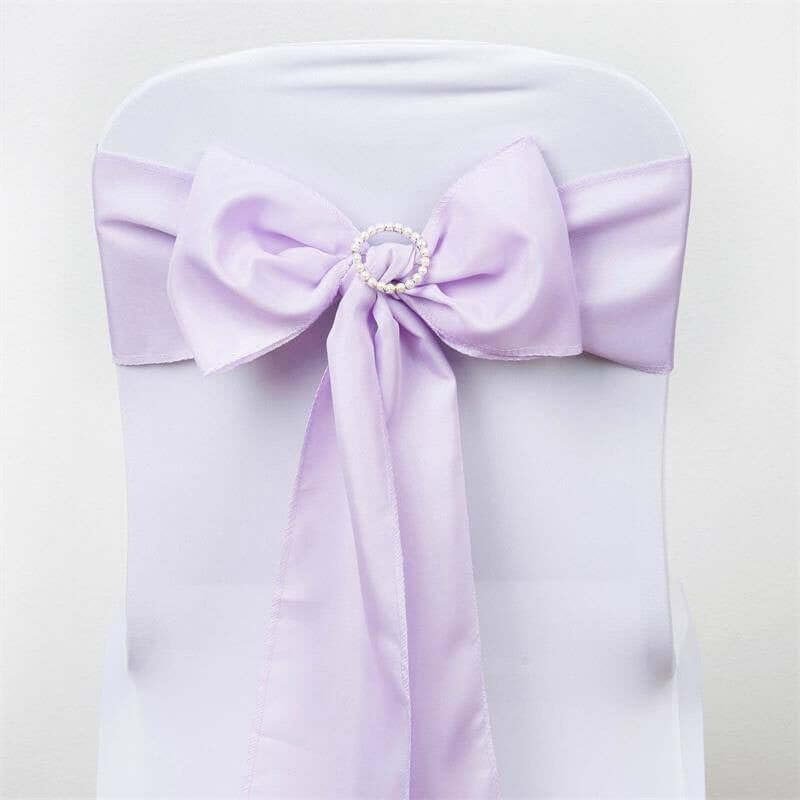 Efavormart 25 PCS Lavender Polyester Chair Sashes Tie Bows for Wedding Events Decor Chair Bow Sash Party Decor Supplies - 6x108