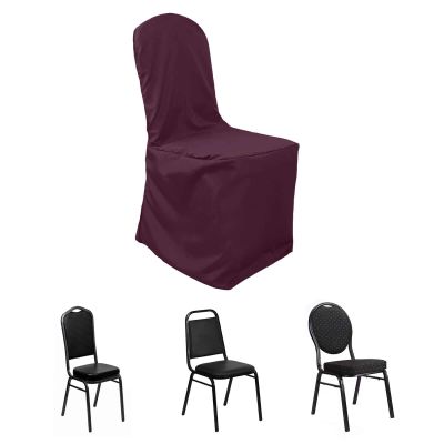 Efavormart 50PCS Round Top Burgundy Polyester Banquet Chair Covers Linen Dinning Chair slipcover for Wedding Party Event Catering