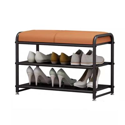 Shoe Bench Entryway with Cushion Storage Bench with Padded Seat Shoe Rack Organizer with Shelf for Living Room Bathroom Bedroom
