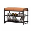 Shoe Bench Entryway with Cushion Storage Bench with Padded Seat Shoe Rack Organizer with Shelf for Living Room Bathroom Bedroom view 1