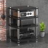 BAYTEWJX Audio Rack,Gaming Shelf,AV Media Stand Corner Shelf,DVD Shelf,CD Display Cabinet,Entertainment Stand,Rack Audio Tower,Record Player Stand,for Living,Gaming,Recording Room.(Black,60x48x76cm) view 1